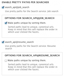 General Facet API Pretty Paths settings form