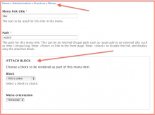 Menu Attach Block module admin interface