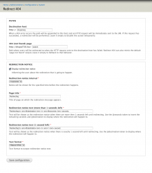 Settings for Redirect 404