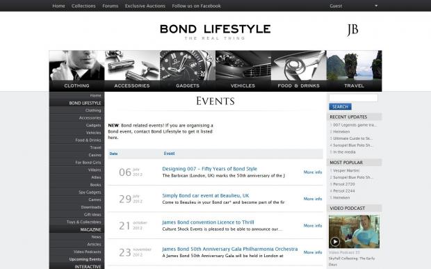 Events overview for Bond Lifestyle Events overview for Bond Lifestyle