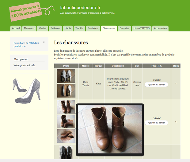 Screenshot of laboutiquededora.fr Screenshot of the e-boutique