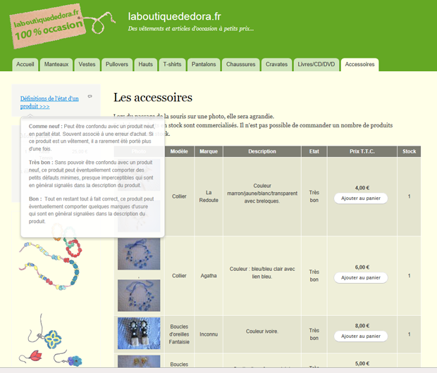 Screenshot of laboutiquededora.fr Example of a popup