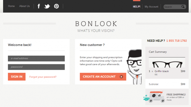 BonLook Checkout Page Screenshot