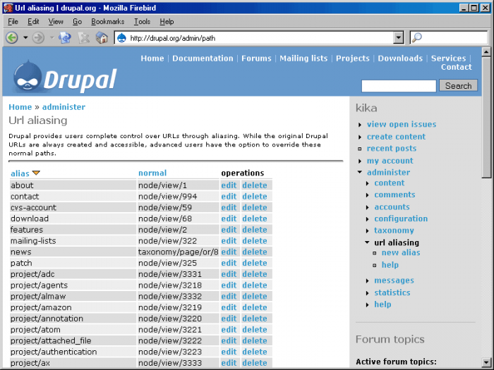 URL aliasing