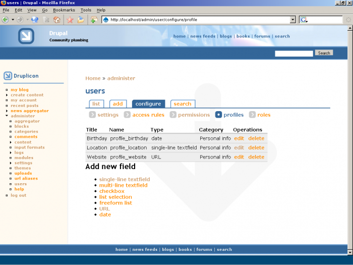 User profiles