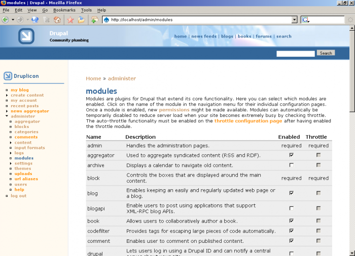 Module configuration