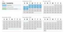Example showing Days of the week