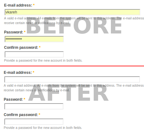 clear password field