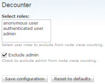 Decounter settings