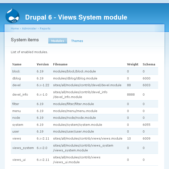 Views System module