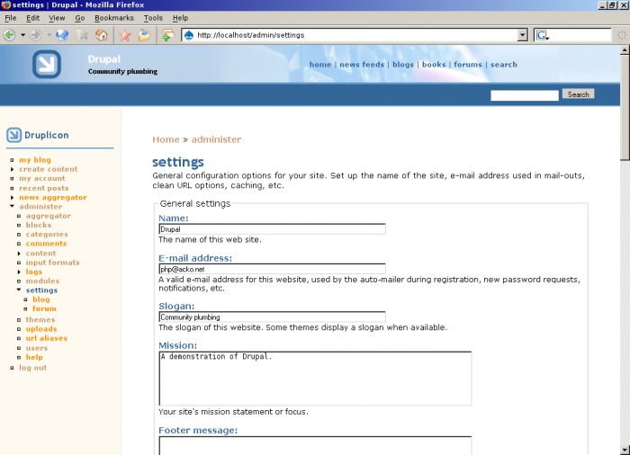 General settings
