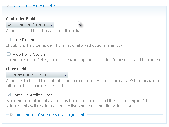 AHAH Dependent Fields