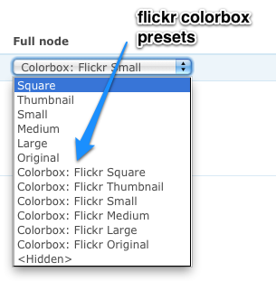 Colorbox options for flickrfield