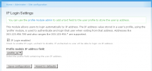 Admin configuration page at admin/settings/iplogin with help message