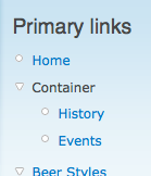 Screenshot of a menu item container in a menu block