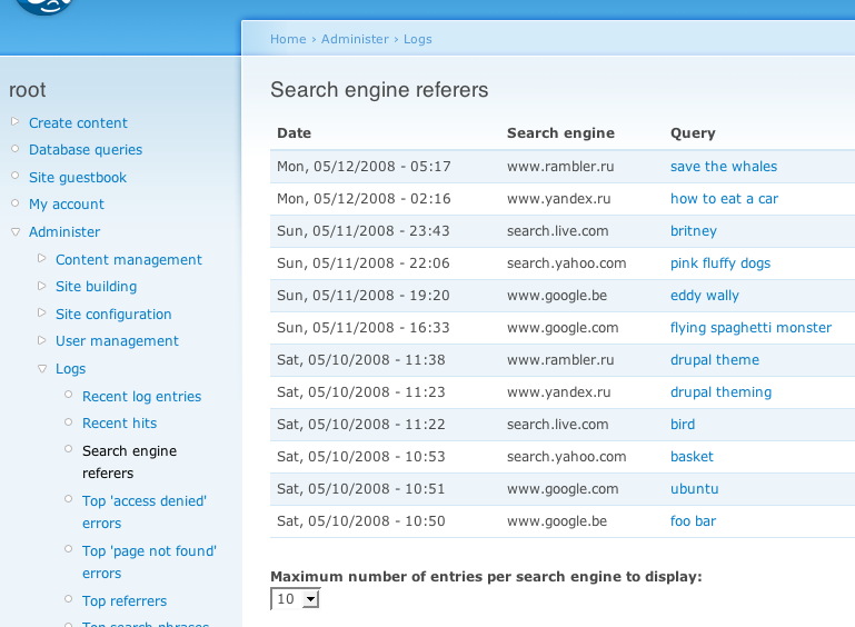 Search Engine Referers | drupal.