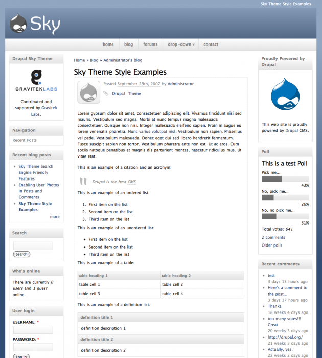 Sky theme screenshot