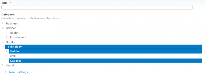 Taxonomy select field replaced by Tree Select