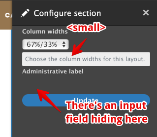 Simple section configure form
