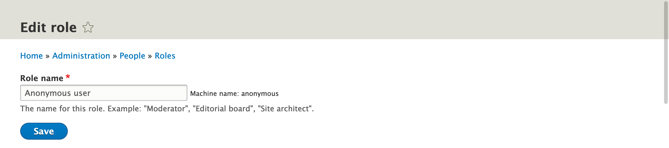 Role edit form before