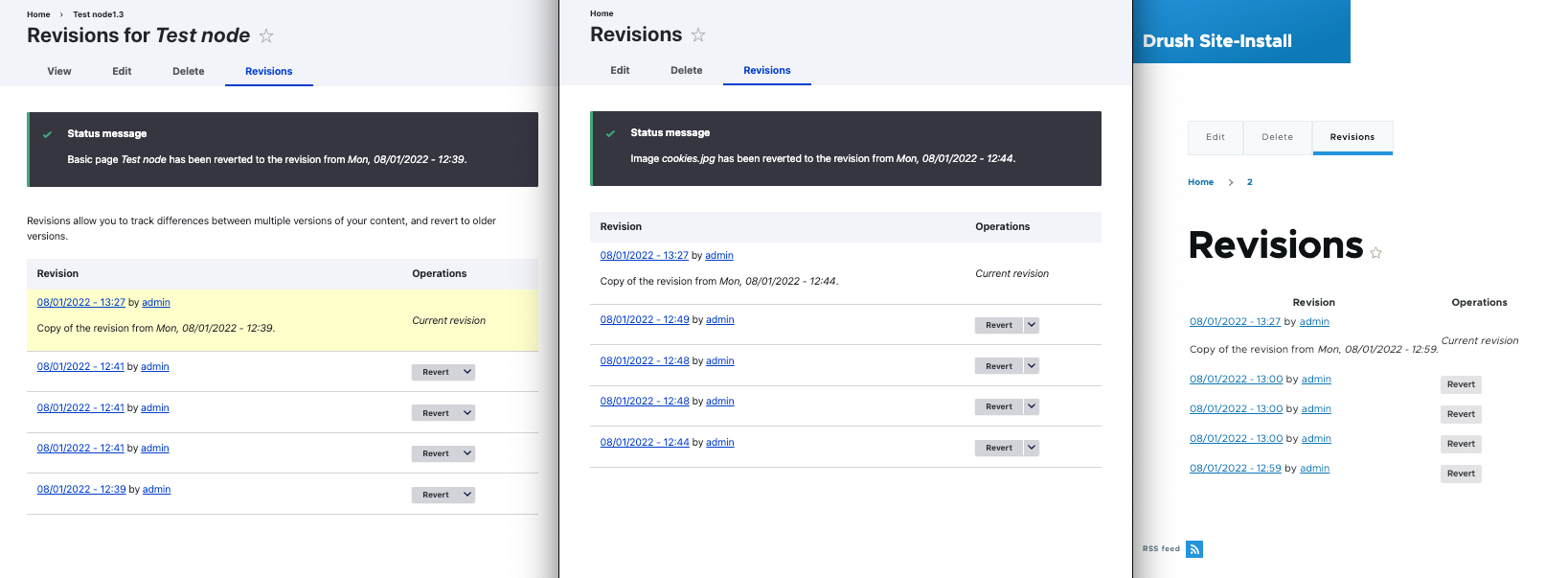 Revisions UI - all