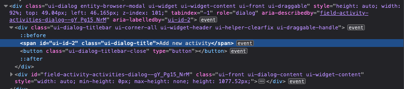 code showing part of dialog markup