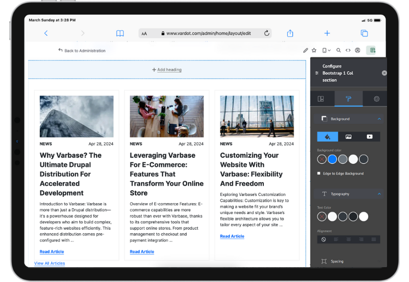 Varbase Drupal Landing Page Builder with Responsive Layouts
