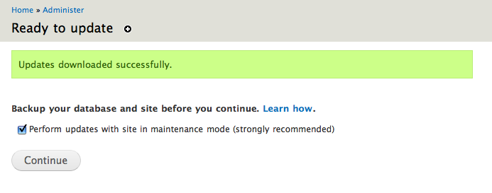 Update manager landing page before upgrading Screenshot of the Update manager landing page before upgrading