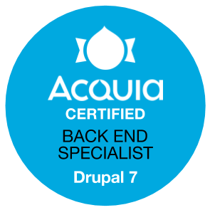 Acquia Certified Back End Specialist - Drupal 7 Badge