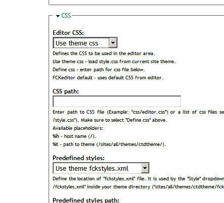 fckeditor editor css setting