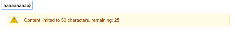 Screenshot of textfield with warning css