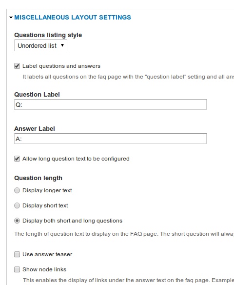 Configuration of QA