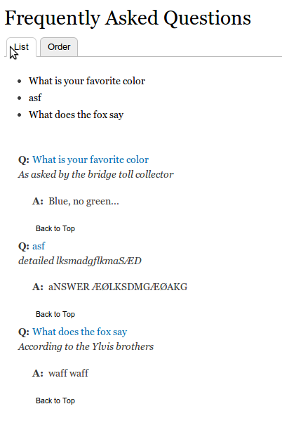 Faq-listing with color question