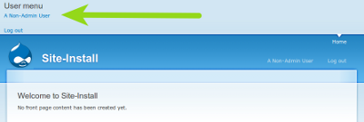 User menu enabled in Garland header region.