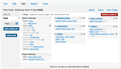 Screenshot of a RSS -to-node view