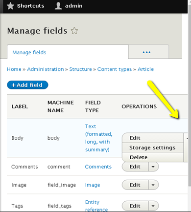 manage article fields 