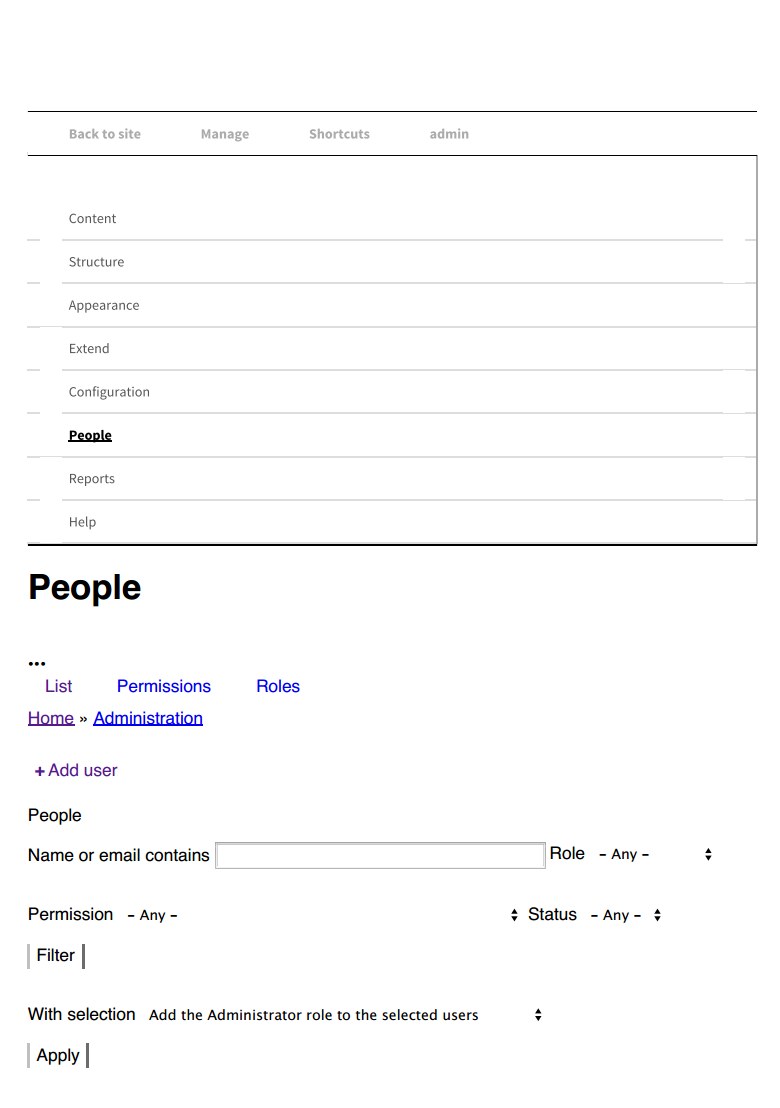 The People page without the patch applied