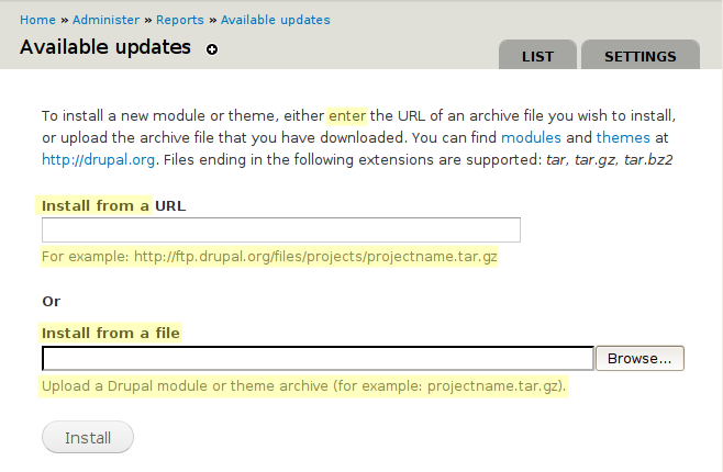 update manager UI