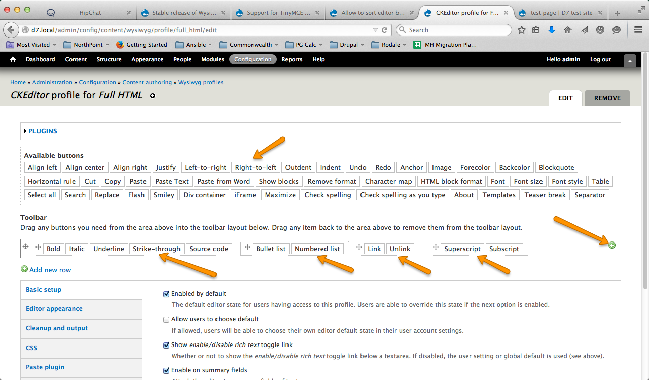 WYSIWYG admin page