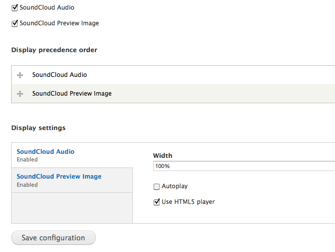 Media Soundcloud Use HTML 5 option screenshot