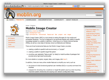 An individulal moblin.org project page