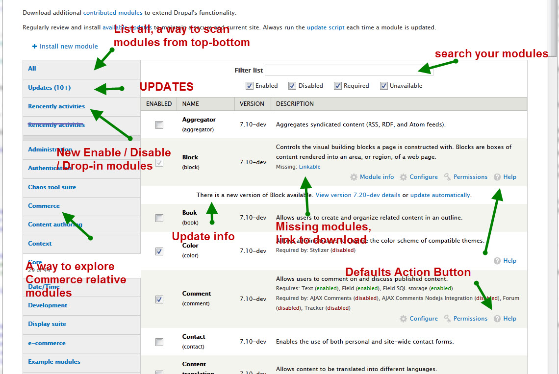 modules page