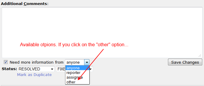 need more info drop-down options