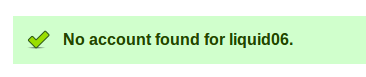 "No Account Found" is green with a checkmark next to it.