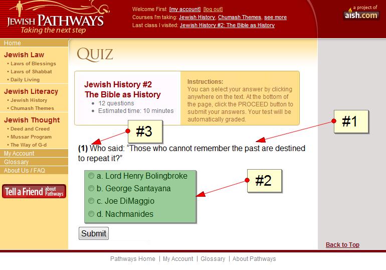 Quiz Page - Jewish Pathways