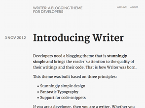 Screenshot of the Writer theme.