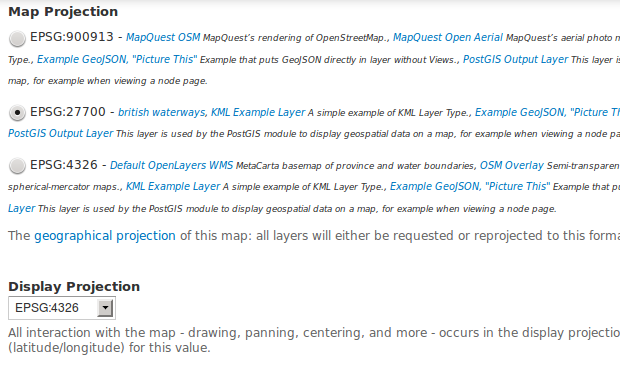 Select the map projection