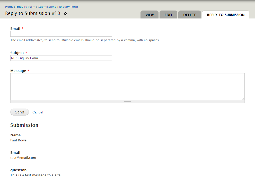 Send a reply to a submission