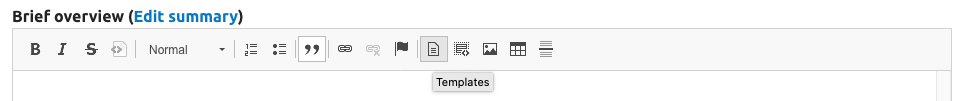 Template Button in the WYSIWYG