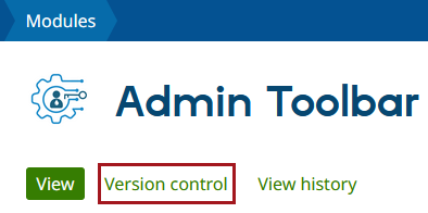 Top of project page with link to Version control highlighted